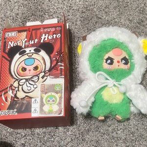 Baby Three Not Your Hero Cute Green and White Stuffed Animal